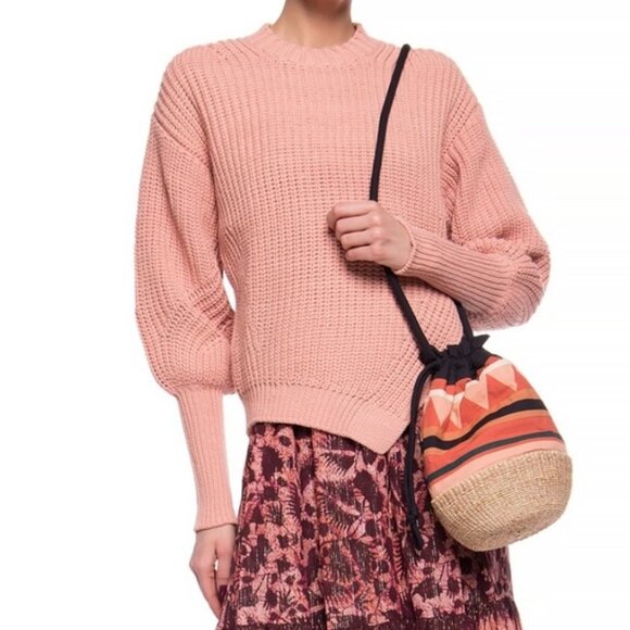 ULLA JOHNSON COSIMA WOVEN SWEATER Dusty Rose Chunky Knit Small S - Picture 5 of 14
